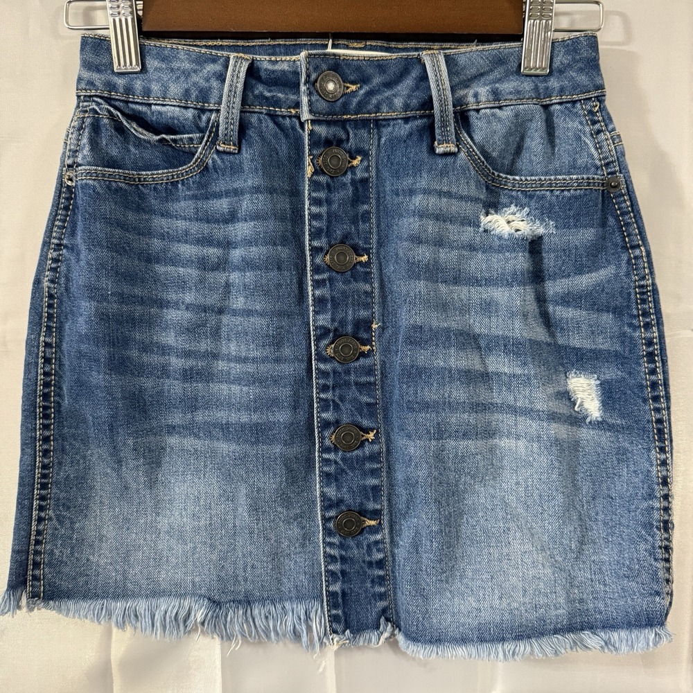 Vintage y2k Mudd denim Jean Short Mini‎ skirt School Girl Sz 0 24x13 Grunge